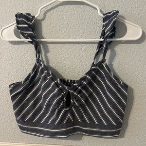 American Eagle white and navy crop top. Size small.